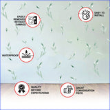 Leaf Wall Decor Stickers - Botanical Peel Stick Green Leafs Decals