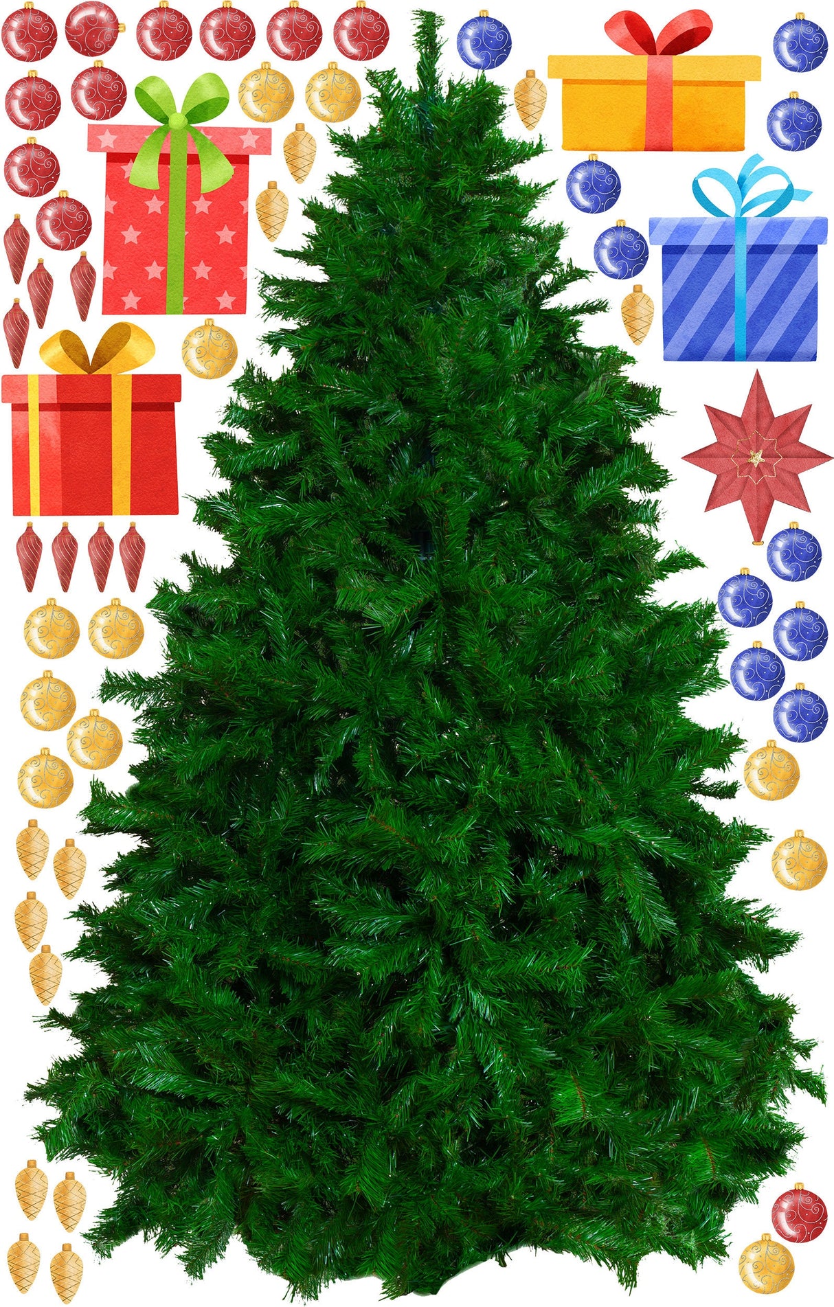 Large Christmas Tree Wall Sticker - Green Pine Vinyl Decal Decoration For Living Room