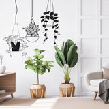 Hanging Plant Basket Wall Sticker - Tropical Pot Living Room Decor Decals