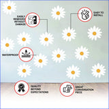 24x Daisy Wall Decals - White Flowers Room Decor Stickers