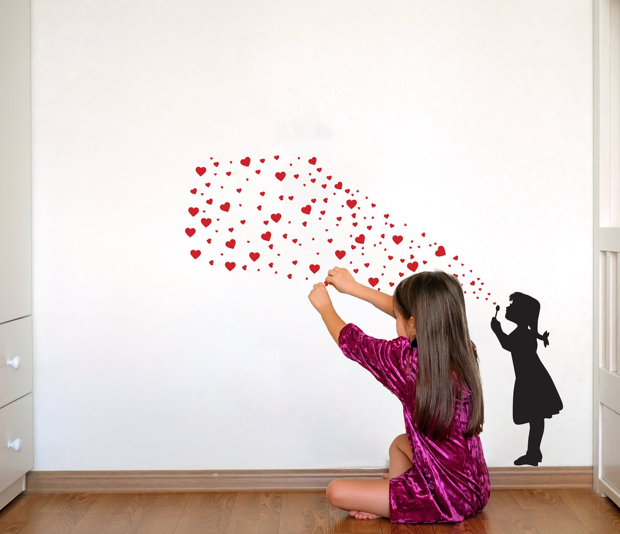 Heart Bubbles Girl Wall Sticker - Street Art Graffiti Love Vinyl Decal