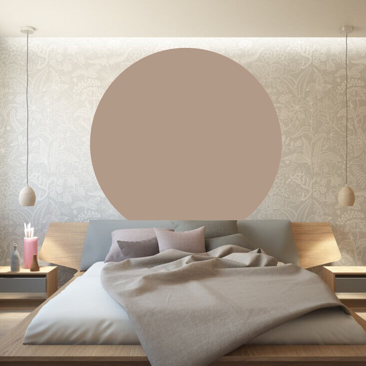 Circle Boho Wall Decal - Round Bedroom Bed Arch Headboard Modern Sticker