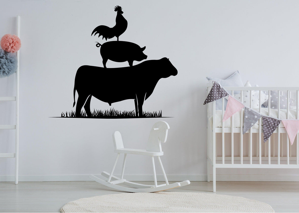 Livestock Farm Animals Wall Sticker - Farm Pig Cattle Chicken Car Decal - Decords