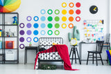 36x Rainbow Circle seinakleebised – täppidega kleebised ruumi sisekujundus