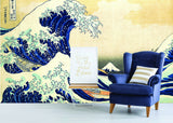 Kanagawa Wave Wallpaper Decal - The Great Waves Japanese Ocean Art Vinyl Wall Sticker for Home Decor