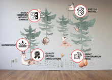 Load image into Gallery viewer, Woodland Wonders Vinyl Wall Decal Set - Whimsical Animal &amp; Forest Theme Stickers
