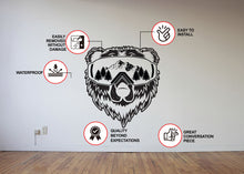 Load image into Gallery viewer, Vinyl Wall Decal - Wyoming State, Bear and Mountains Graphic Art Sticker
