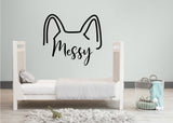 Custom Pet Ear Car Decal - Personalized Dog Name Vinyl Wall Sticker