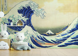 Kanagawa Wave Wallpaper Decal - The Great Waves Japanese Ocean Art Vinyl Wall Sticker for Home Decor