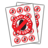 24x No Eggs Allergy Alert Sticker - Food Allergies Awareness Safety Decals