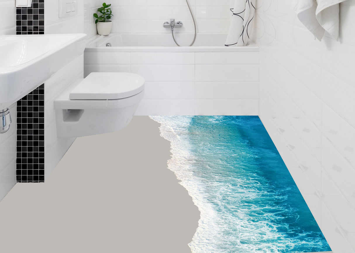 3D ookeani rannapõranda vannitoa kleebis – merevinüülist kleebis vanni duši põranda kaunistamiseks