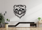 Wyoming State Wall Sticker - Bear Face And Mountains Love Wall Sticker