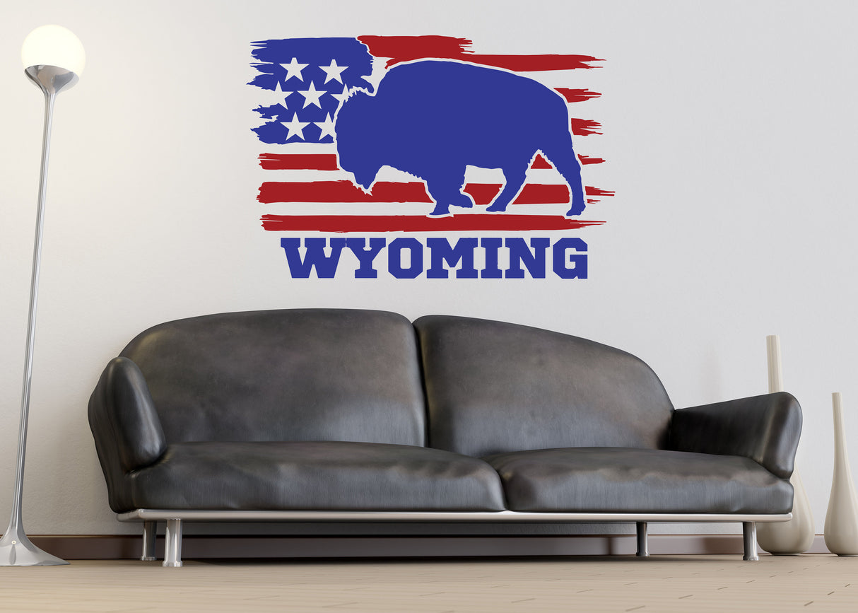 Wyoming Decal - Wyoming State Bull Wall Sticker