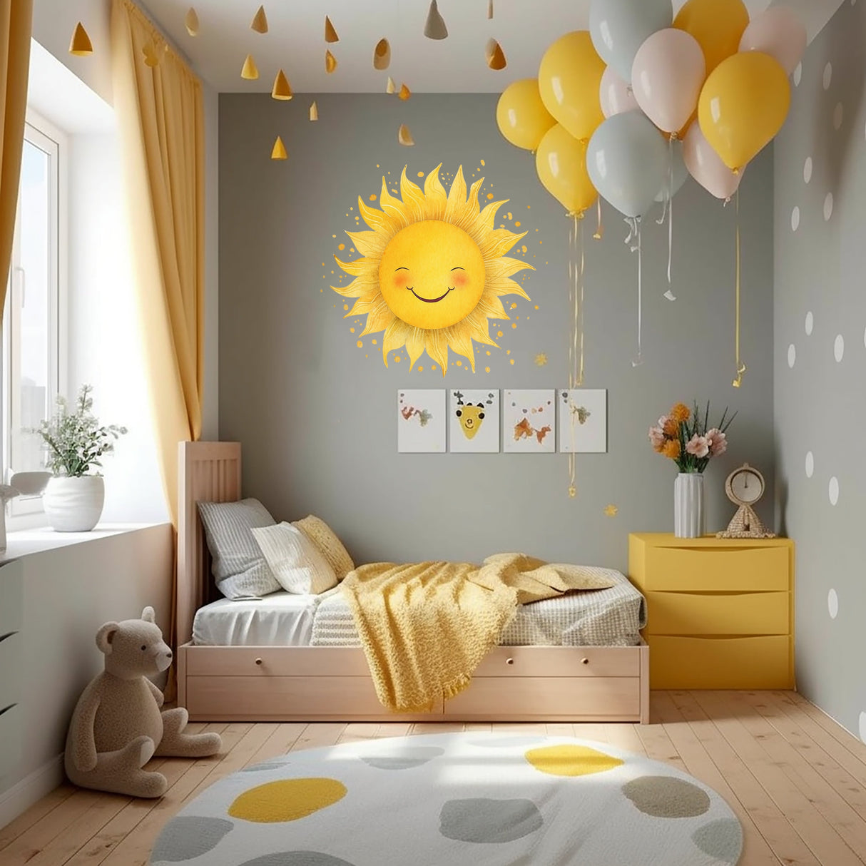 Kapriisne kiirgava päikesevalguse seinakleebis – vinüülkleebis lastealale