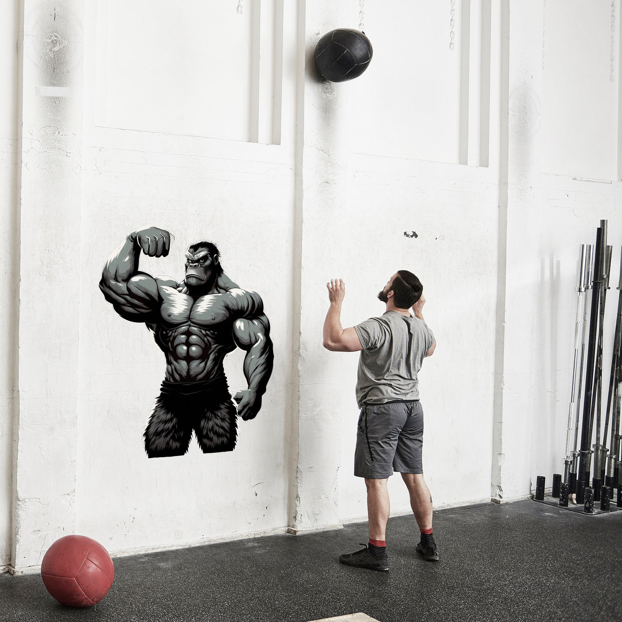 Beast Mode'ist inspireeritud Fitness Gorilla seinakleebis – jõusaali motivatsioonikleebis
