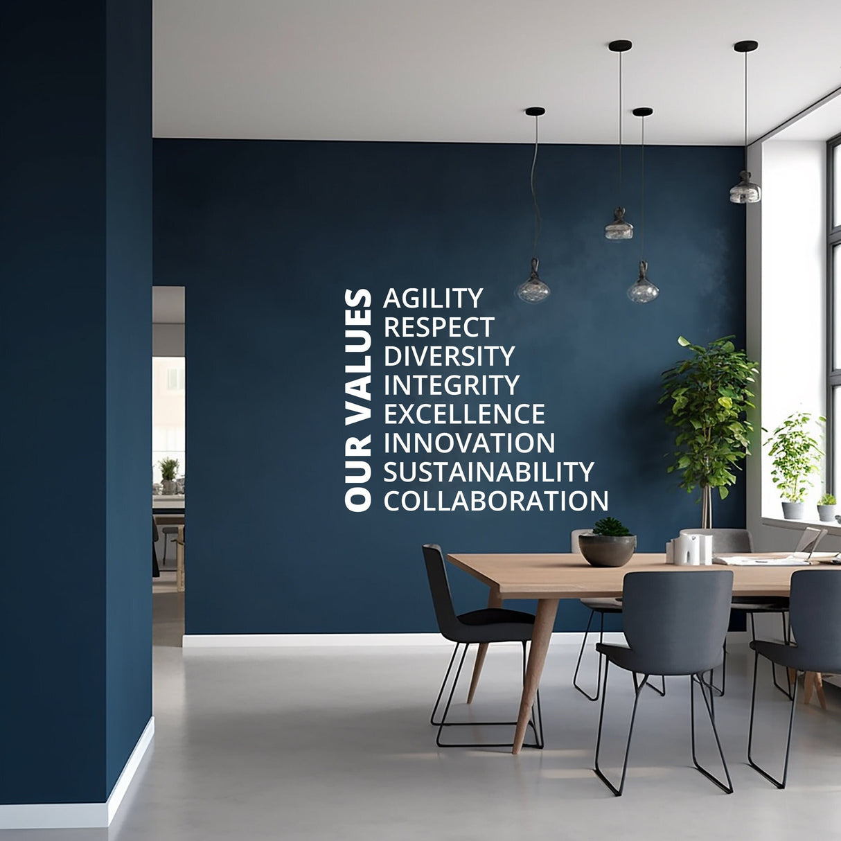 Our Values Office Wall Decal - Inspirational Conference Room Art Sticker