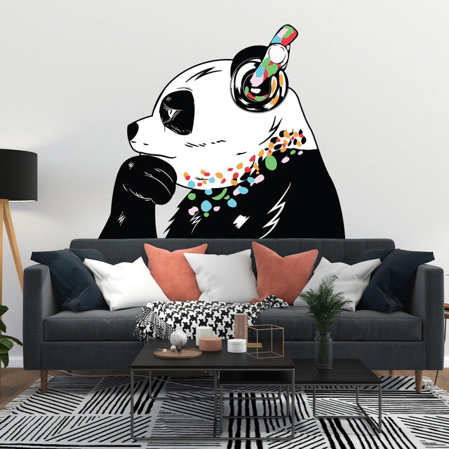 Thinking Panda Sticker - Inspired by Banksy Art Vinyl Dj Baksy Wall Decal - Decords