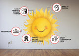Watercolor Happy Sun Wall Sticker - Cheerful Nursery Decor Decal