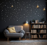White Stars Wall Vinyl Stickers - Elegant Peel and Stick Art Map Stickers for Ceiling Decor