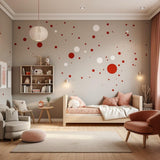 200x White and Red Round Dot Stickers - Small Blank Adhesive Matte Vinyl Polka Decor - Decords