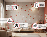 200x White and Red Round Dot Stickers - Small Blank Adhesive Matte Vinyl Polka Decor