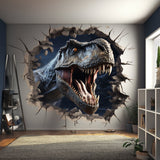 3D Dinosaurs Art Wall Sticker - Vinyl Decor with Broken Illusion Effect