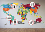 Globaalse reisija teemaline vinüülist seinakleebise kleebis – maailma avastamise disain