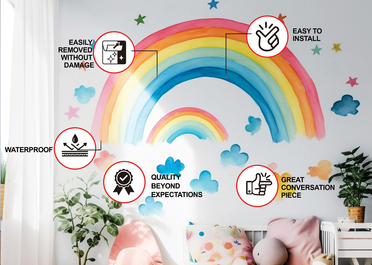 Delight Sky Whimsical Wall Stickers - Artistic Adhesive Mural Decor Decals