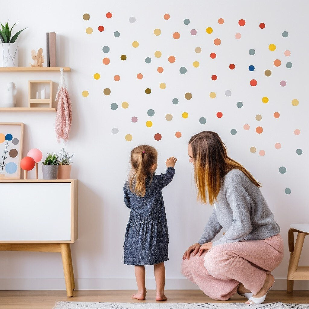 Playful Watercolor Dots: Vibrant Wall Decals for Play Areas and Children's Spaces