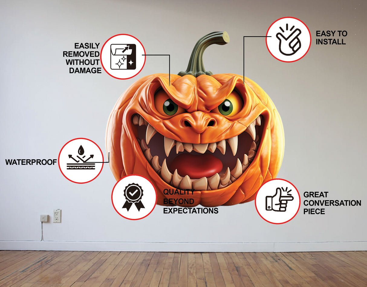 3D Halloweeni seinakleebis – õudne kõrvitsa disaini meistriteos
