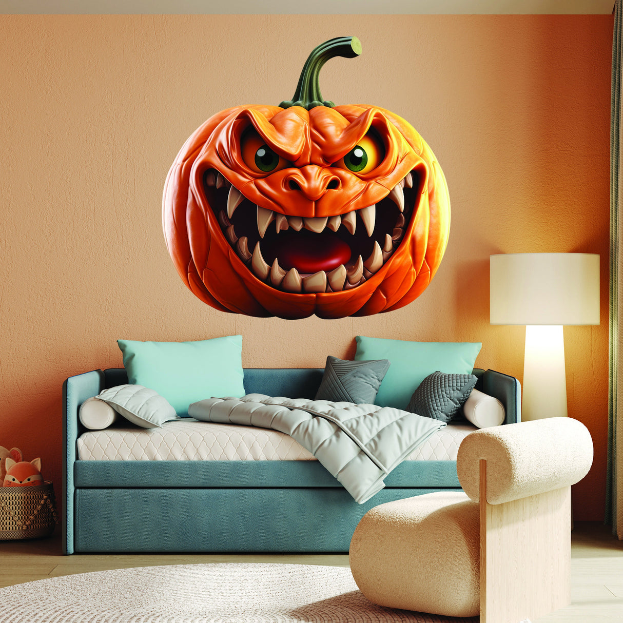3D Halloween Wall Decal - Spooky Pumpkin Design Masterpiece