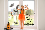 Halloween Window Decals - Spooky Delights with Festive Pumpkins and Bats Display Stickers
