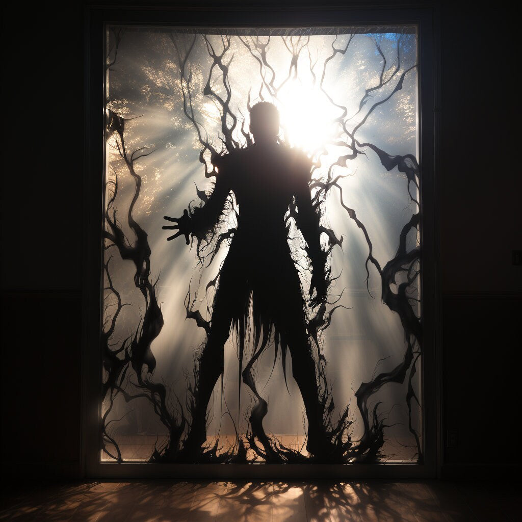 Frosted Vampire Silhouette Decal - Printed Human Monster Etched Glass Sticker for Windows Doors