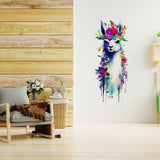 Watercolor Llama & Floral Wall Decal - Cute Alpaca Girls Room Vinyl Sticker Decor