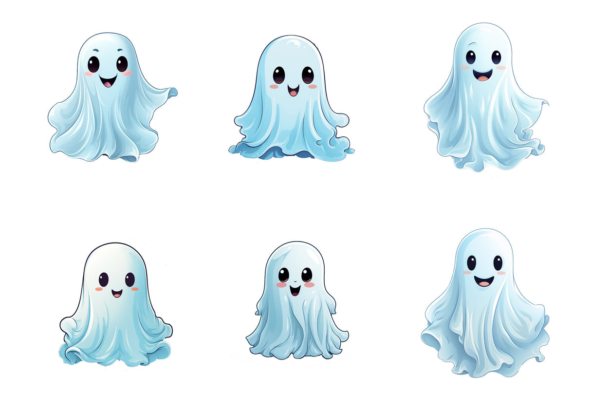 12x Printed White Ghosts Window Decals - Spooky Halloween Window Stickers Decor