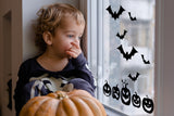 Halloween Window Decals - Spooky Delights with Festive Pumpkins and Bats Display Stickers