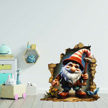 &quot;3D Gnome Wall Hole Decal&quot;