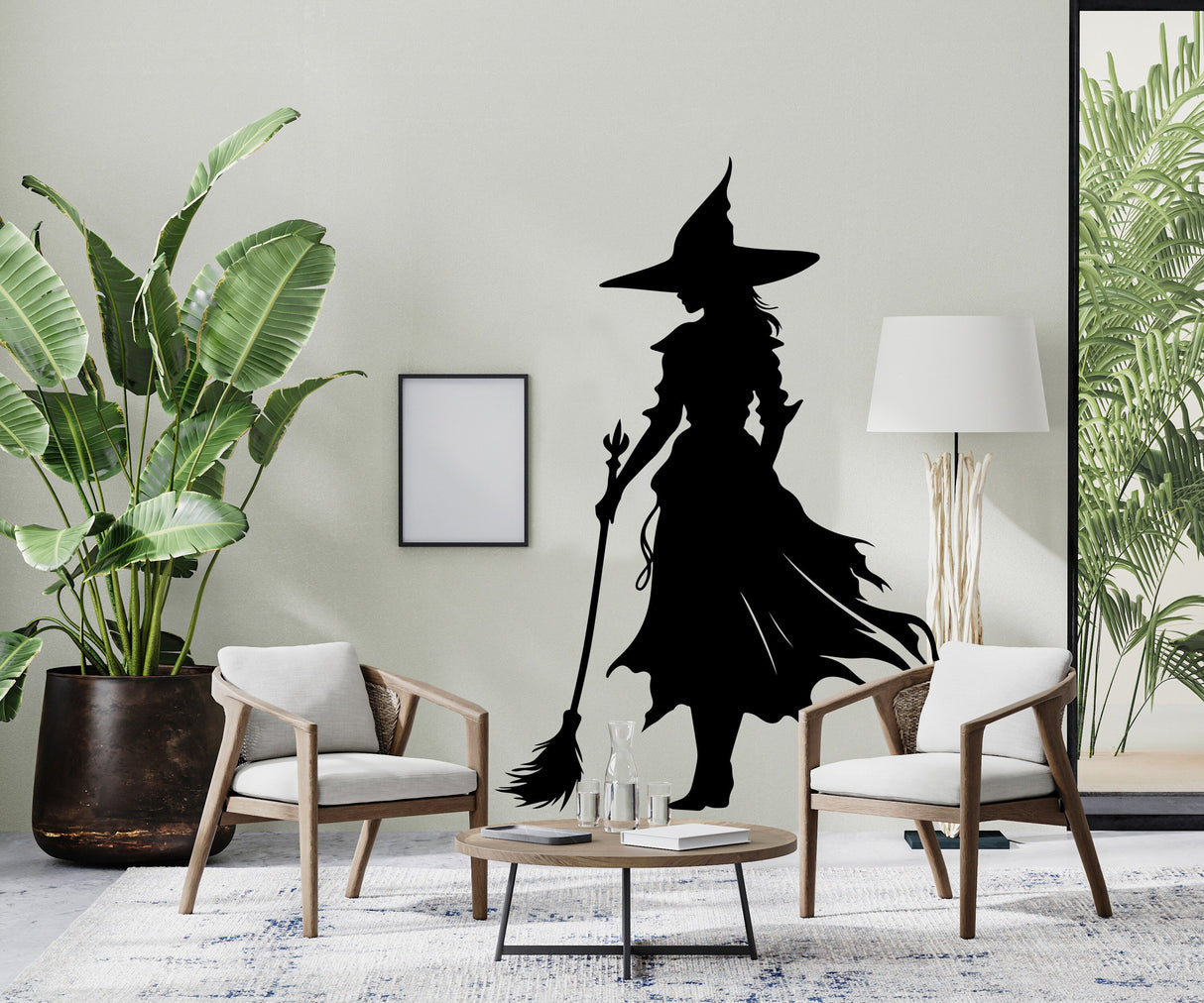 Wicked Witch Silhouette Window Decal - Halloween Witchy Shadow Sticker