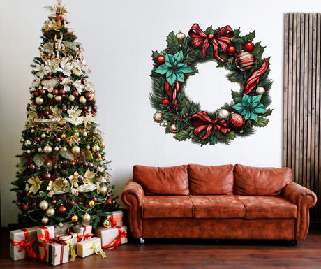 Beautiful and Realistic Christmas Wreath Wall Decal