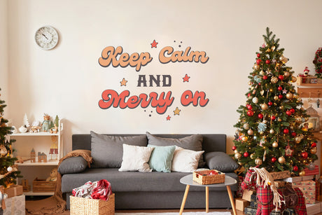 Whimsical Christmas Quote Wall Decal &quot;Keep Calm and Merry On&quot;