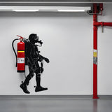 Scuba Diver Wall Sticker - Fire Extinguisher Deep Dive Silhouette