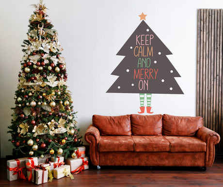 Whimsical Christmas Tree with Legs Wall Sticker