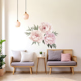 Lush Watercolor Peony Wall Decals - Vibrant Bloom Peel and Stick Adhesives
