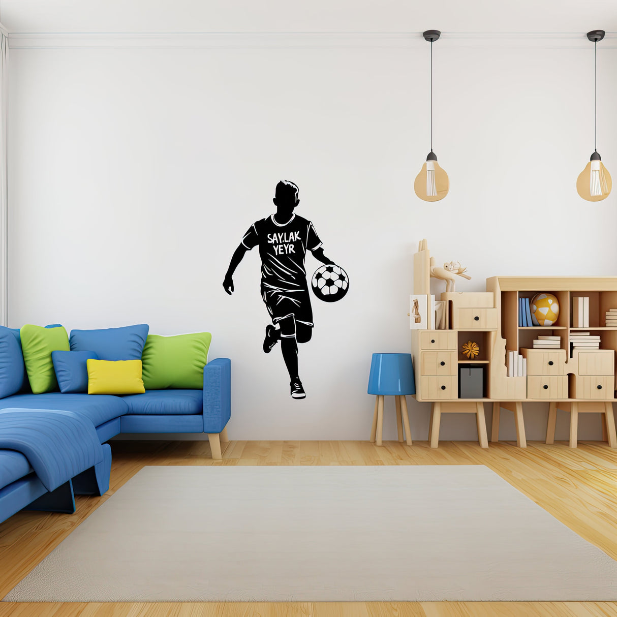 Custom Name Football Player Wall Sticker - Personalized Home Decor