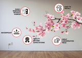Pink Cherry Blossom Tree Branch seinakleebis – rahulik lasteaia vinüülnurga kleebis