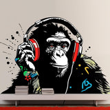 Headphone Chimp Wall Art Sticker - Urban Jungle DJ Ape Decal