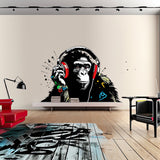 Headphone Chimp Wall Art Sticker - Urban Jungle DJ Ape Decal
