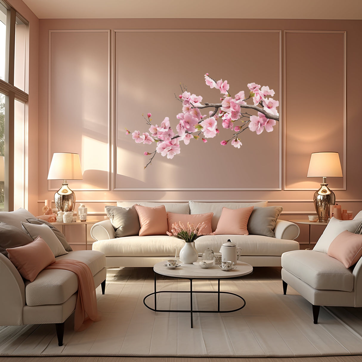 Pink Cherry Blossom Tree Branch Wall Decal - Serene Nursery Vinyl Corner Sticker