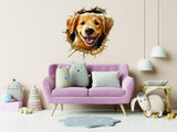 3D Cute Puppy Wall Sticker - Nursery Room Decor with Broken Dog Illusion Effect