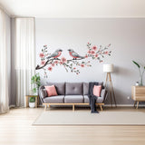 Elegant Tree Branch with Birds Wall Decal - Vinyl Corner Sticker for Living Room